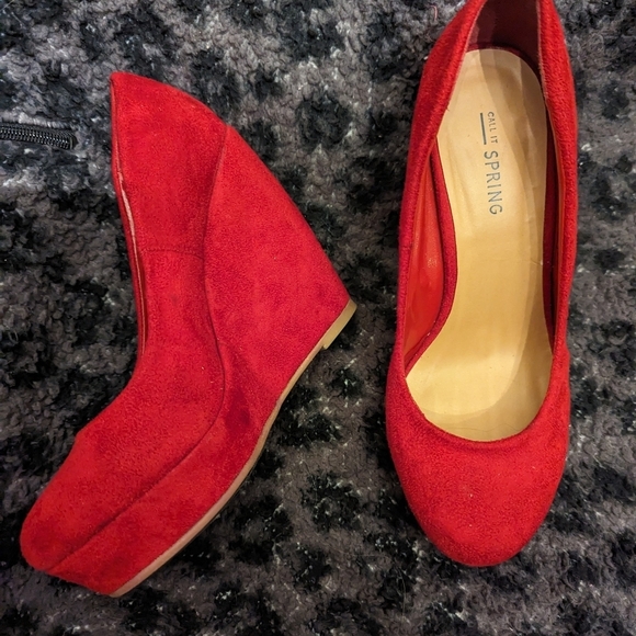 Call It Spring Bold Red Wedges for Women - Picture 1 of 9